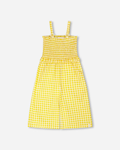 Capri Jumpsuit With Smocking Yellow Gingham