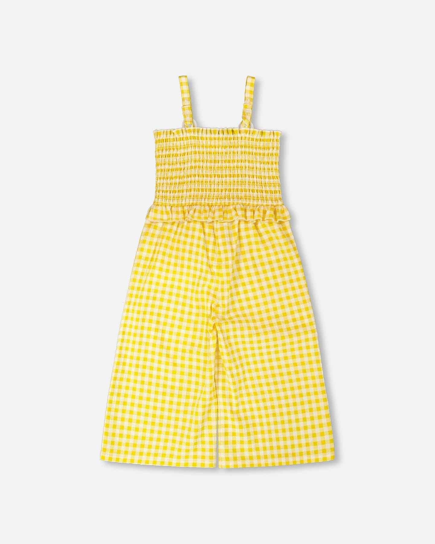 Capri Jumpsuit With Smocking Yellow Gingham