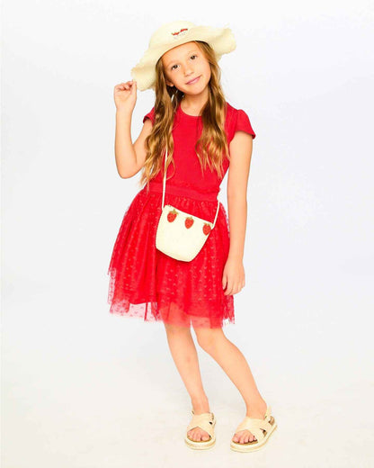 Bi-Material Dress Red