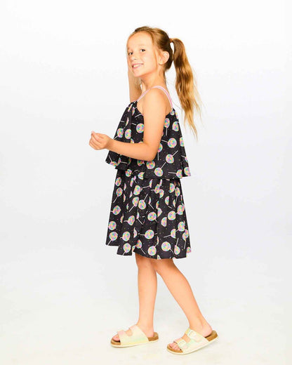 Woven Dress Black Lollipop Print