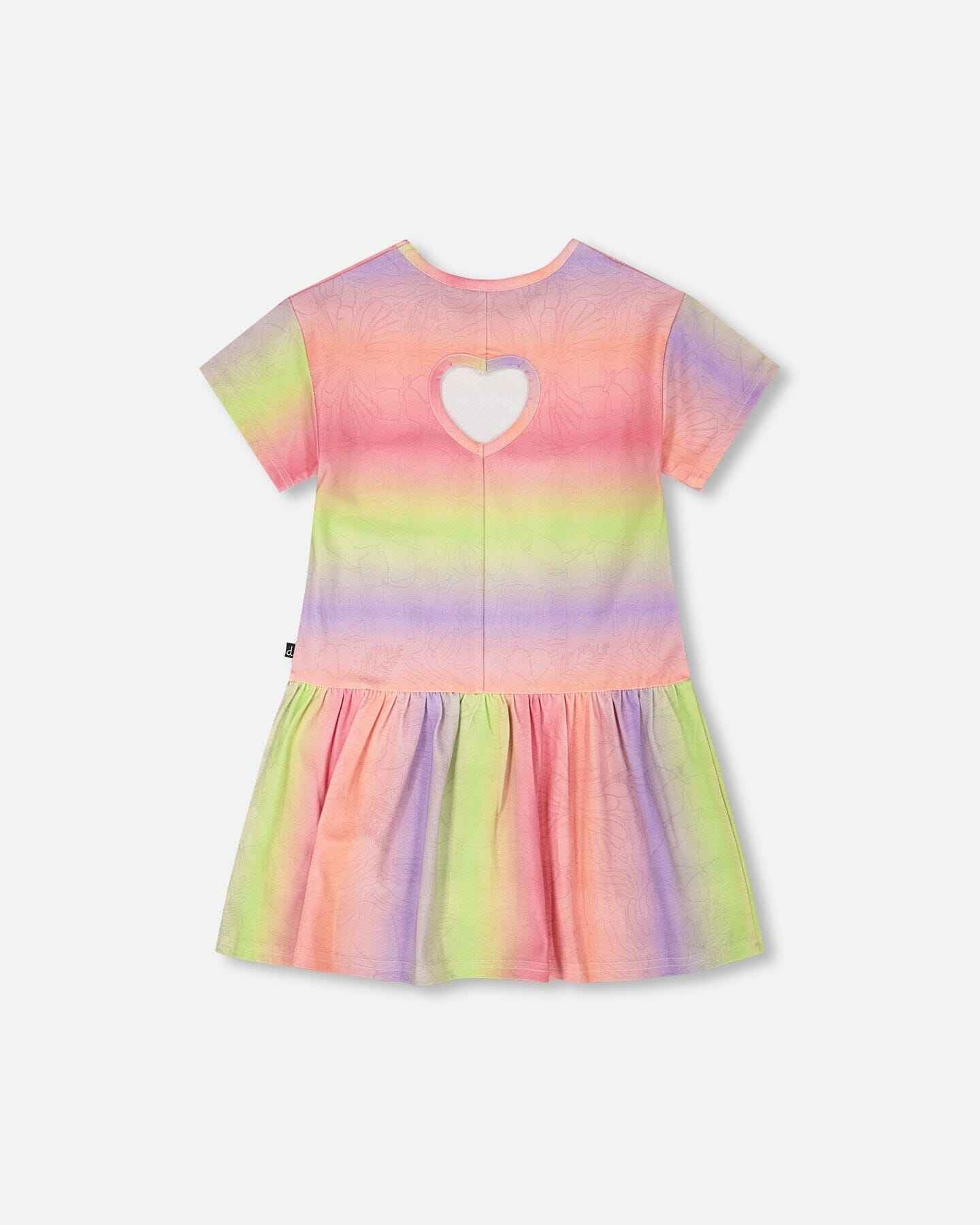 Printed Jersey Dress With Heart Back Cut Out Multicolor