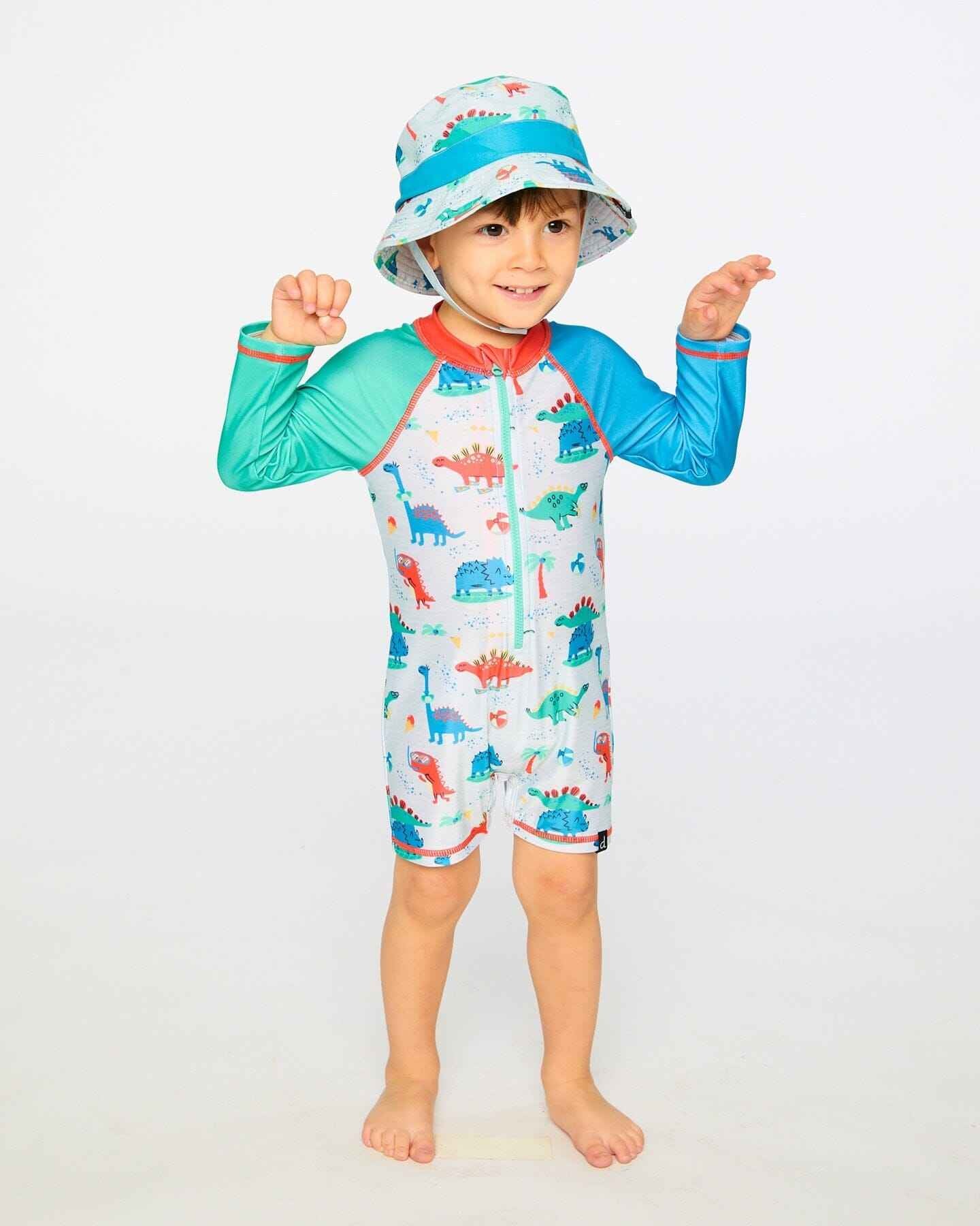 Recycled Polyester Beach Hat Blue Baby Dinosaur Print