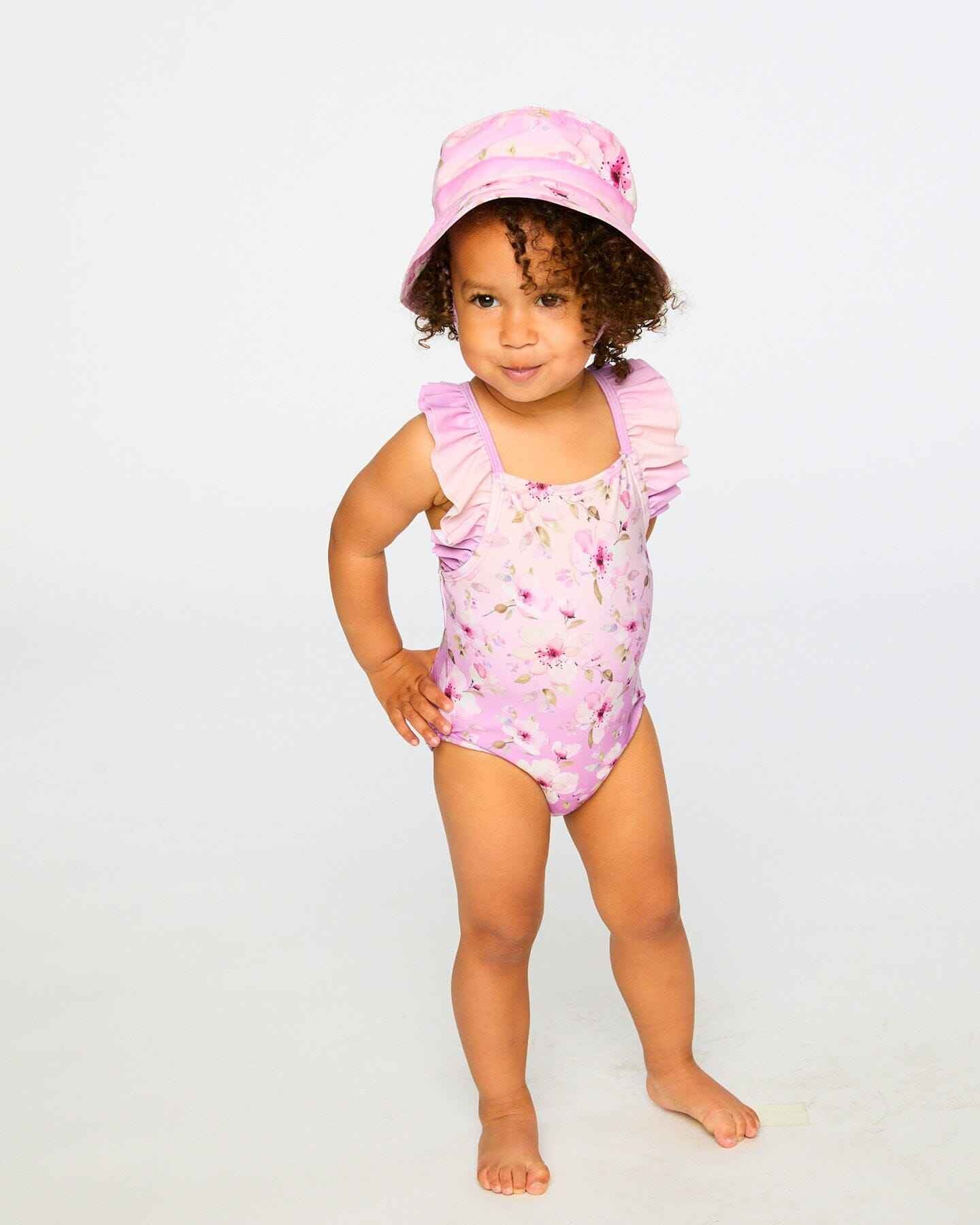 Baby And Toddler One-Piece Swimsuit Purple Flower Print