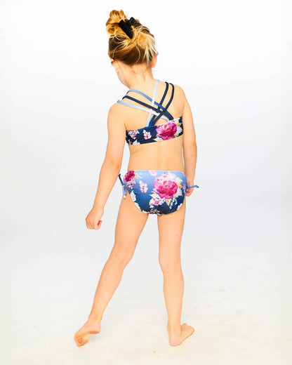 Two-Piece Swimsuit Blue Rose Print