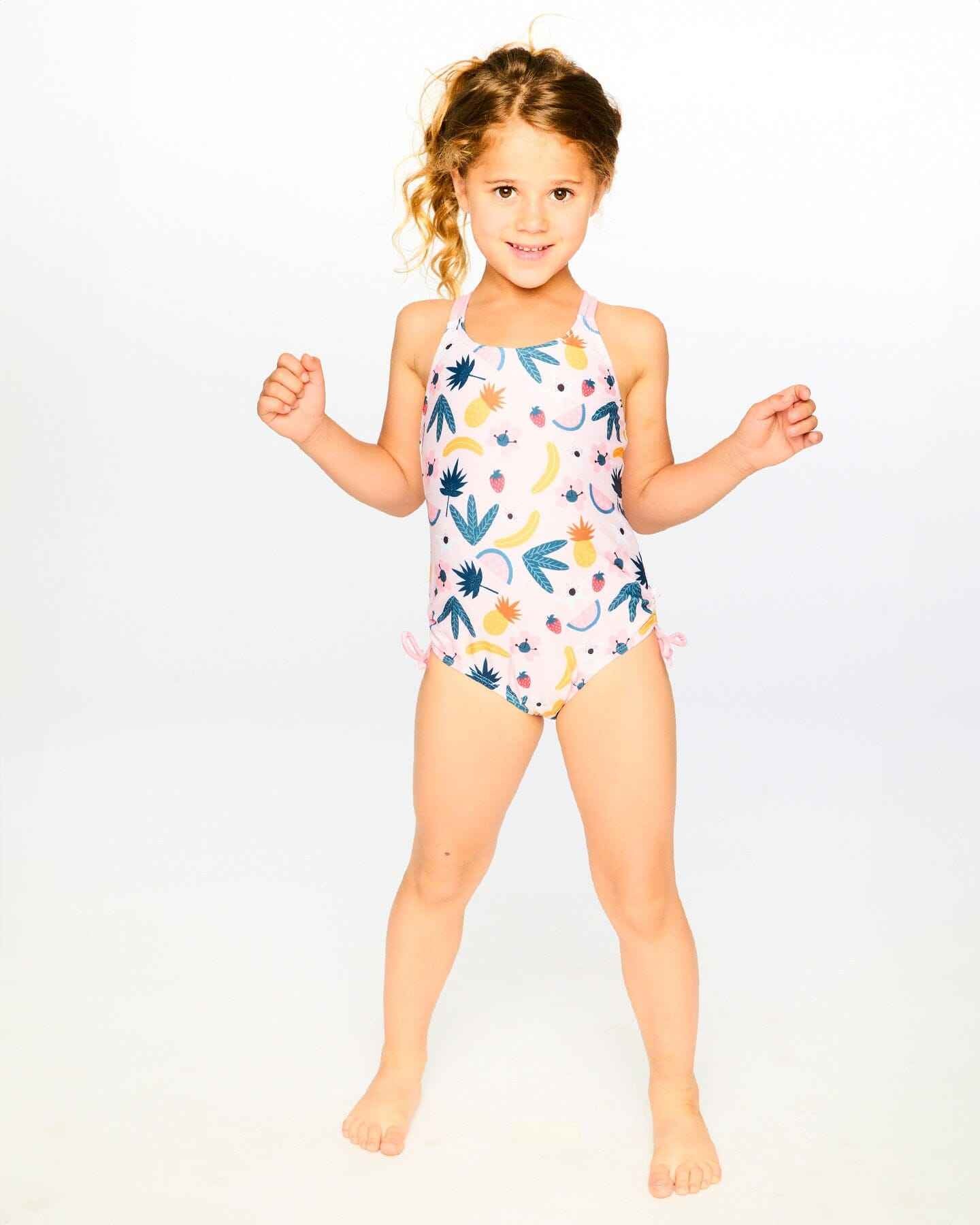 One-Piece Swimsuit Pink Printed Fruits