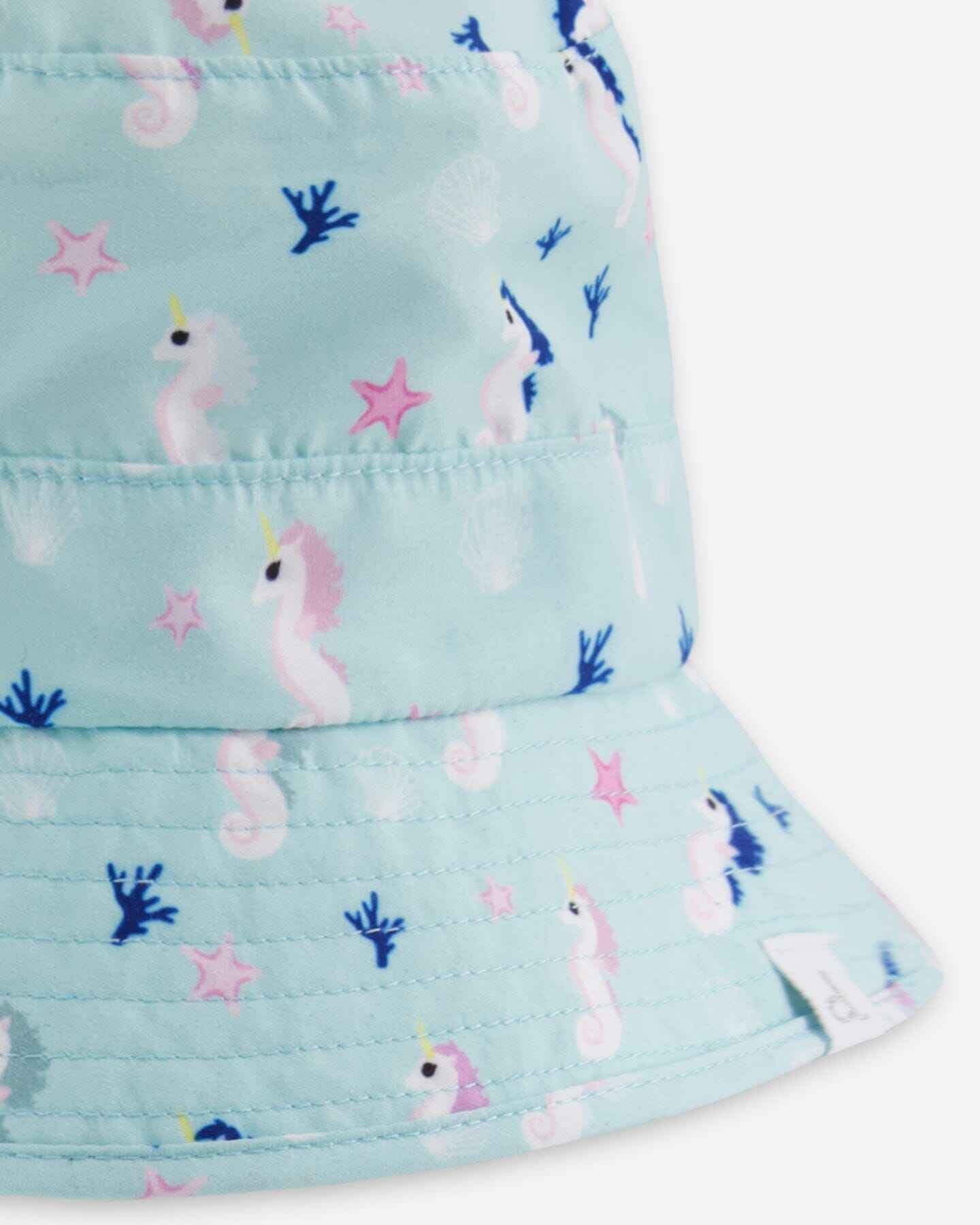 Beach Hat Blue Seahorse Print