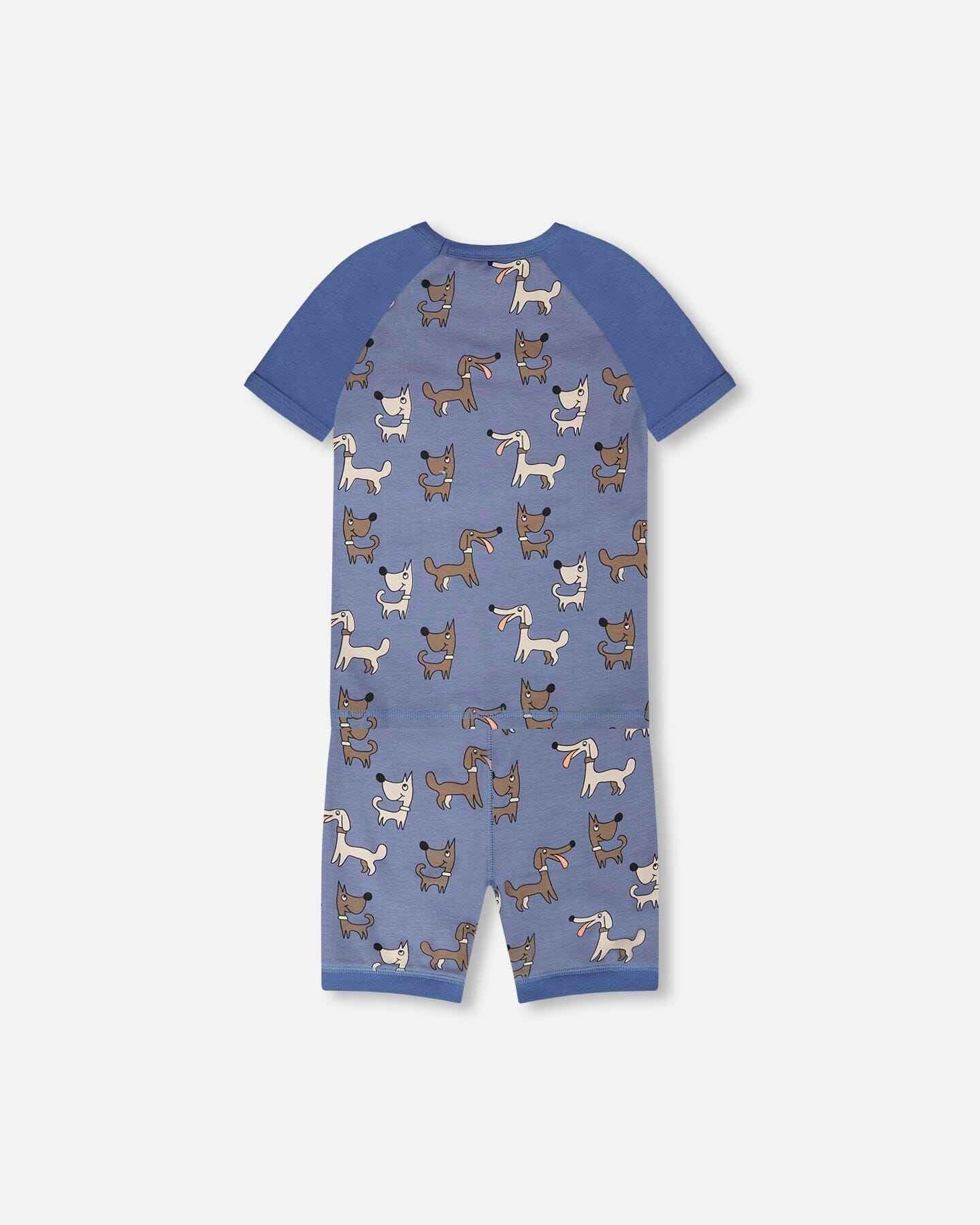 Organic Cotton Two-Piece Pyjama Set Blue Dog Print