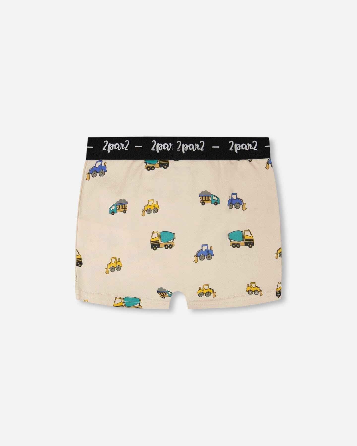 Organic Cotton Boxer Beige Truck Print