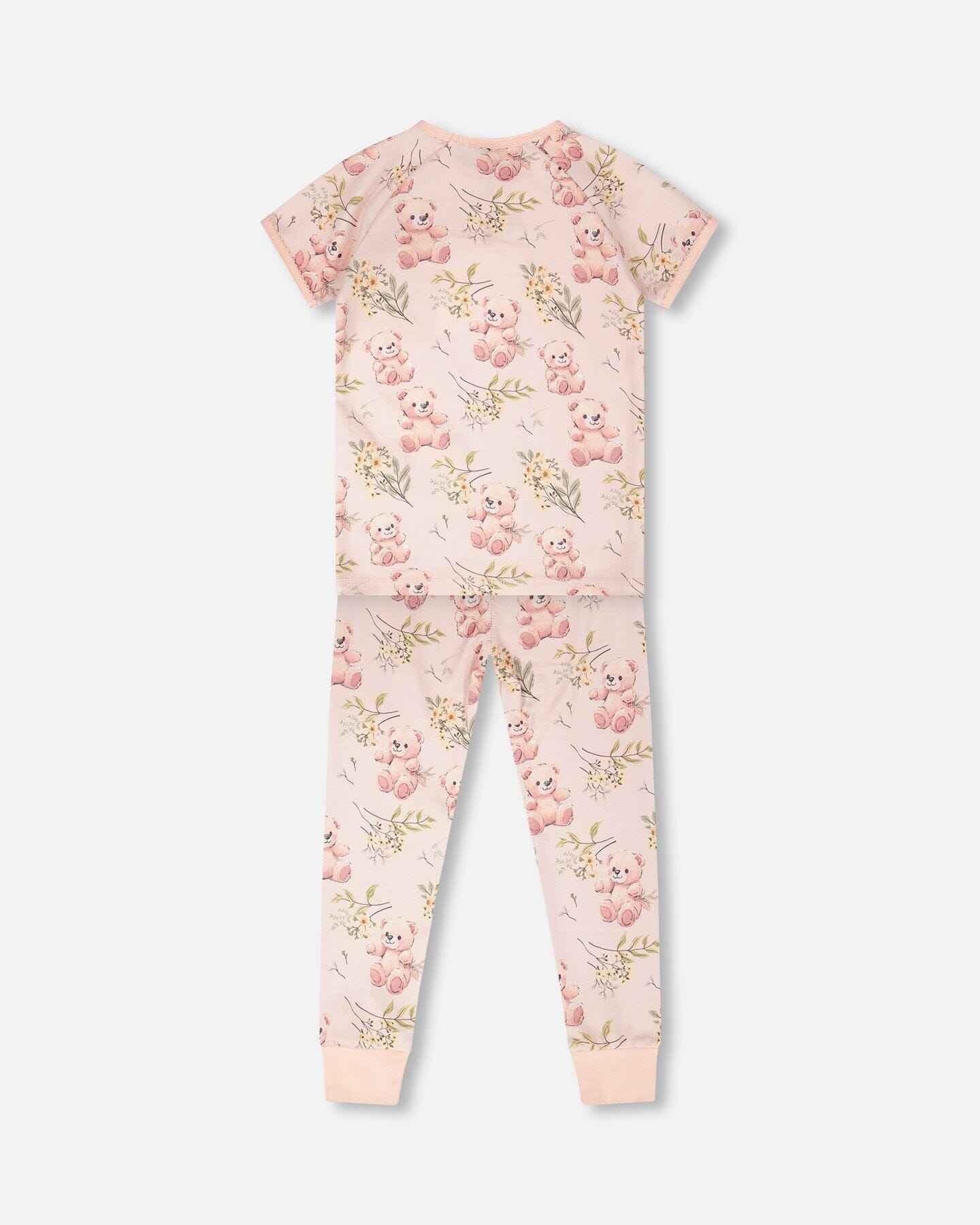 Organic Cotton Two-Piece Pyjama Set Pale Pink Bear Print