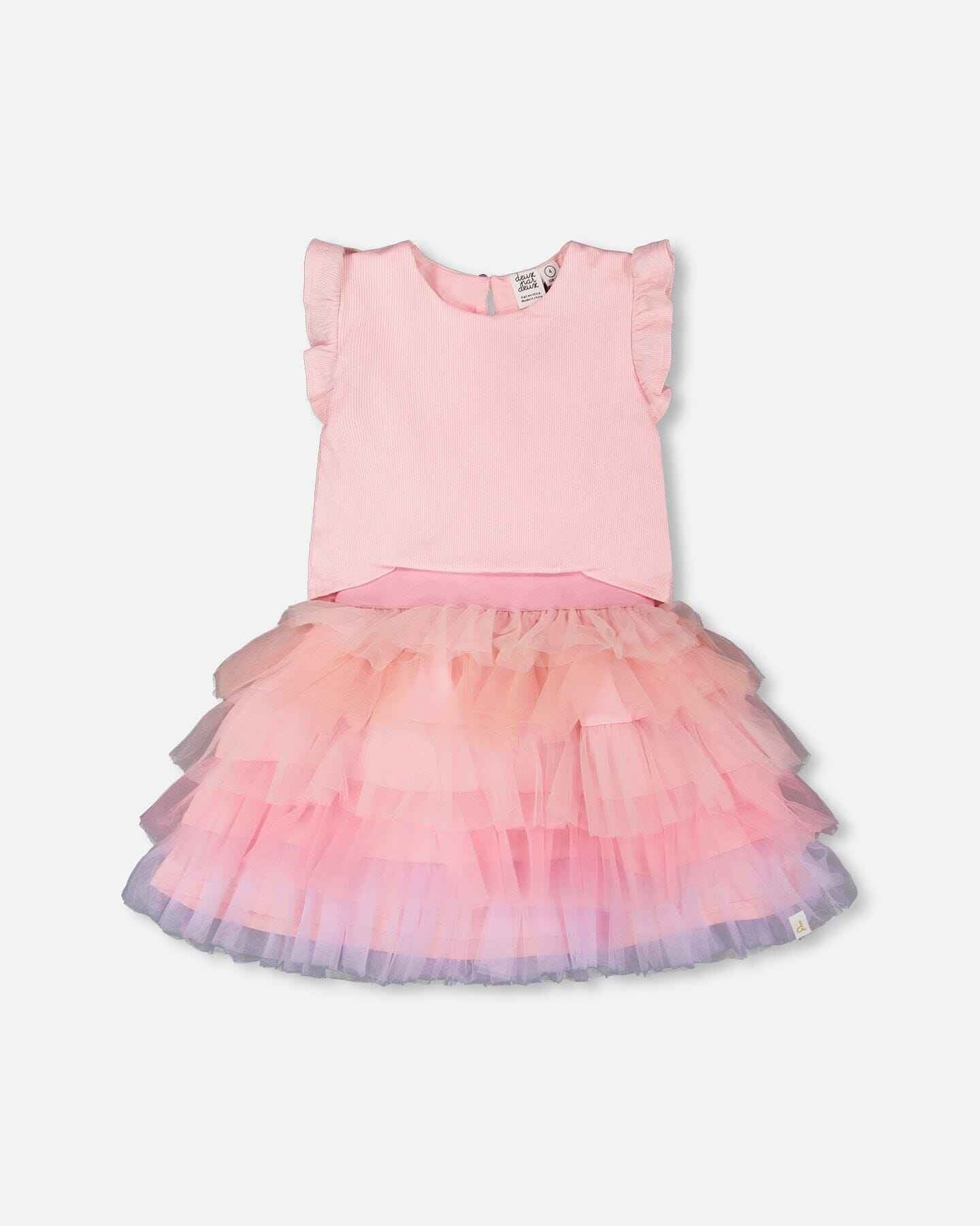 Bi-Material Dress Pale Pink