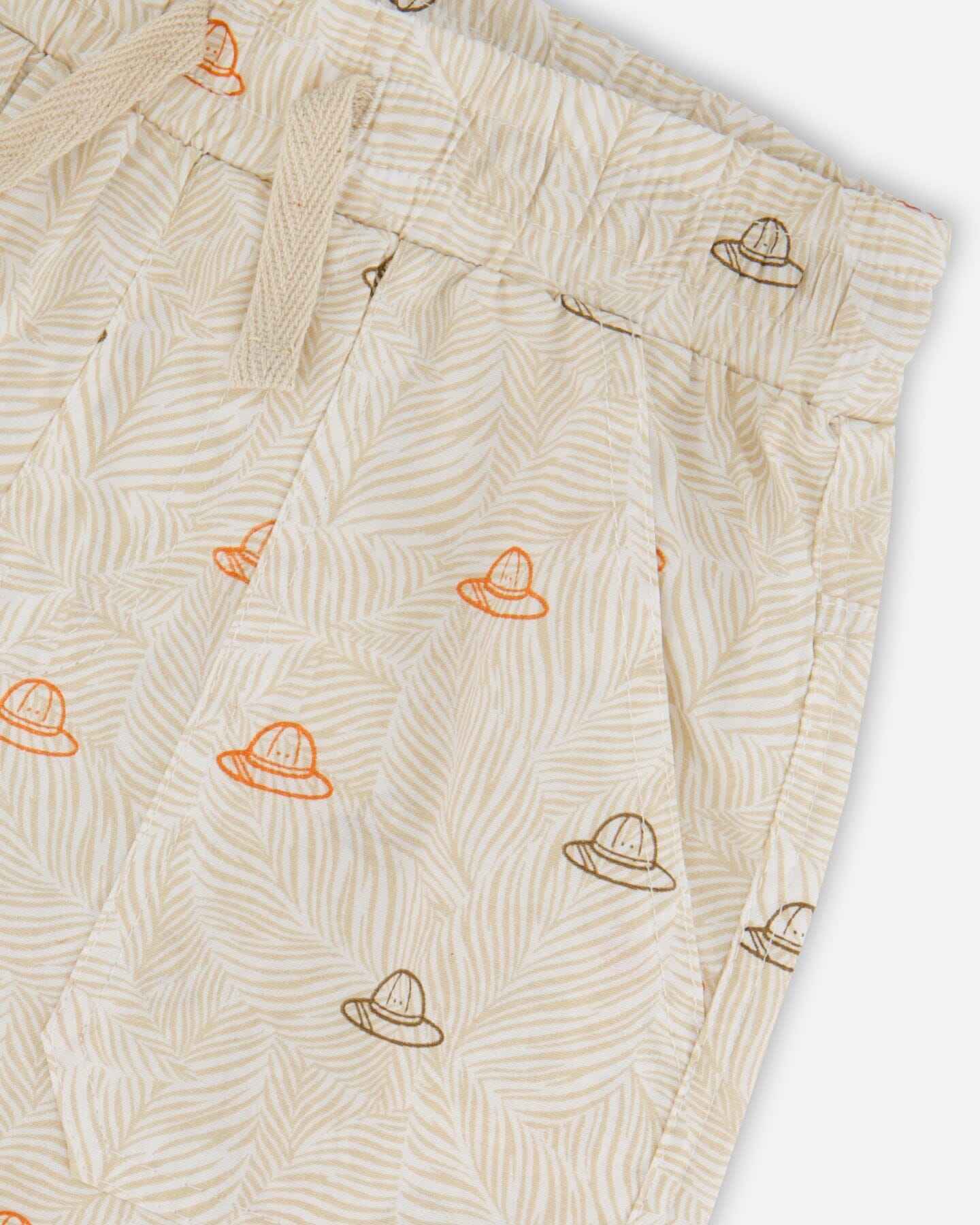 Poplin Shorts Beige Safari Print