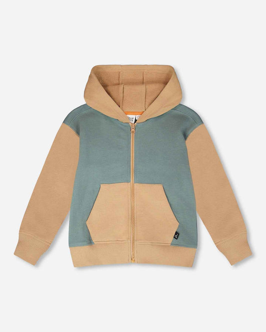 Hooded French Terry Cardigan Mint Green