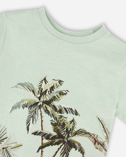 Organic Cotton T-Shirt Mint Green Safari Print