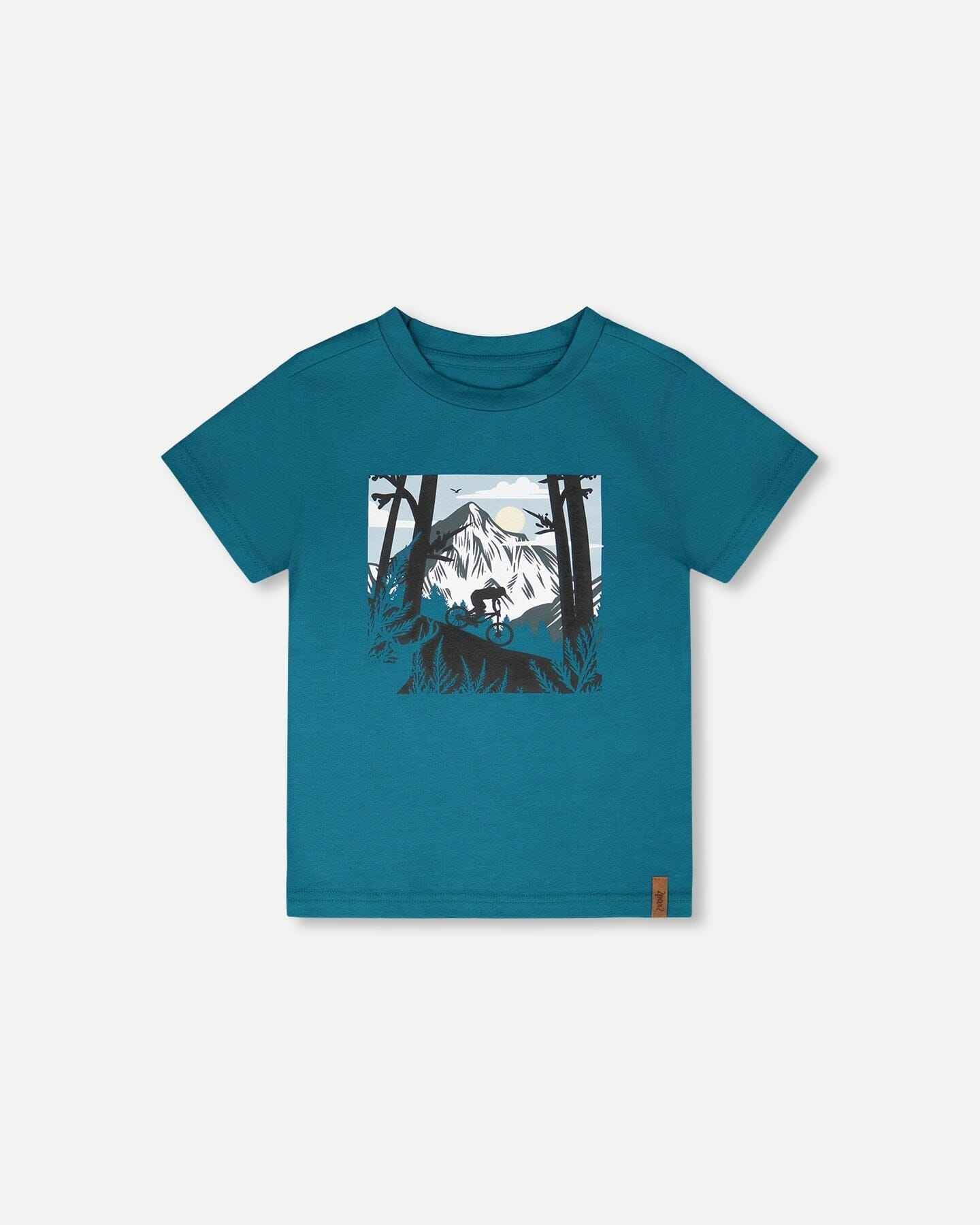Organic Cotton Jersey T-Shirt With Print Atlantic Green