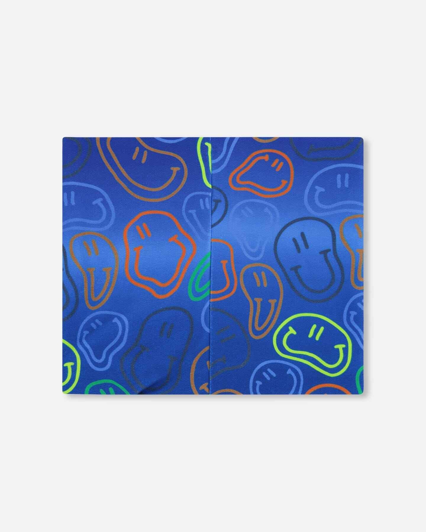 Stretch Jersey Neck Tube Blue Printed Smileys