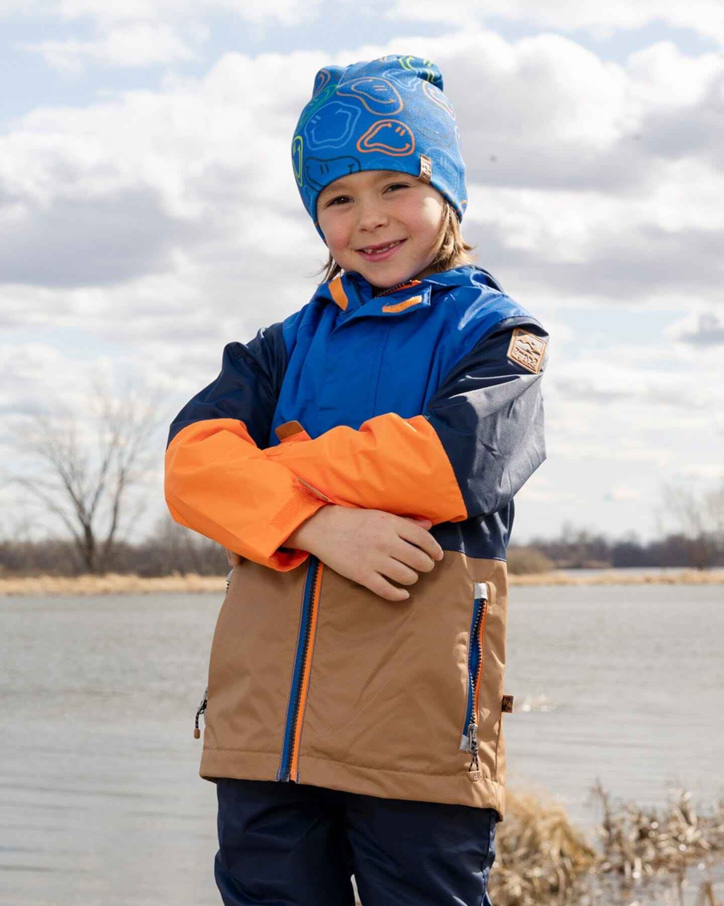 Stretch Jersey Beanie Blue Printed Smileys