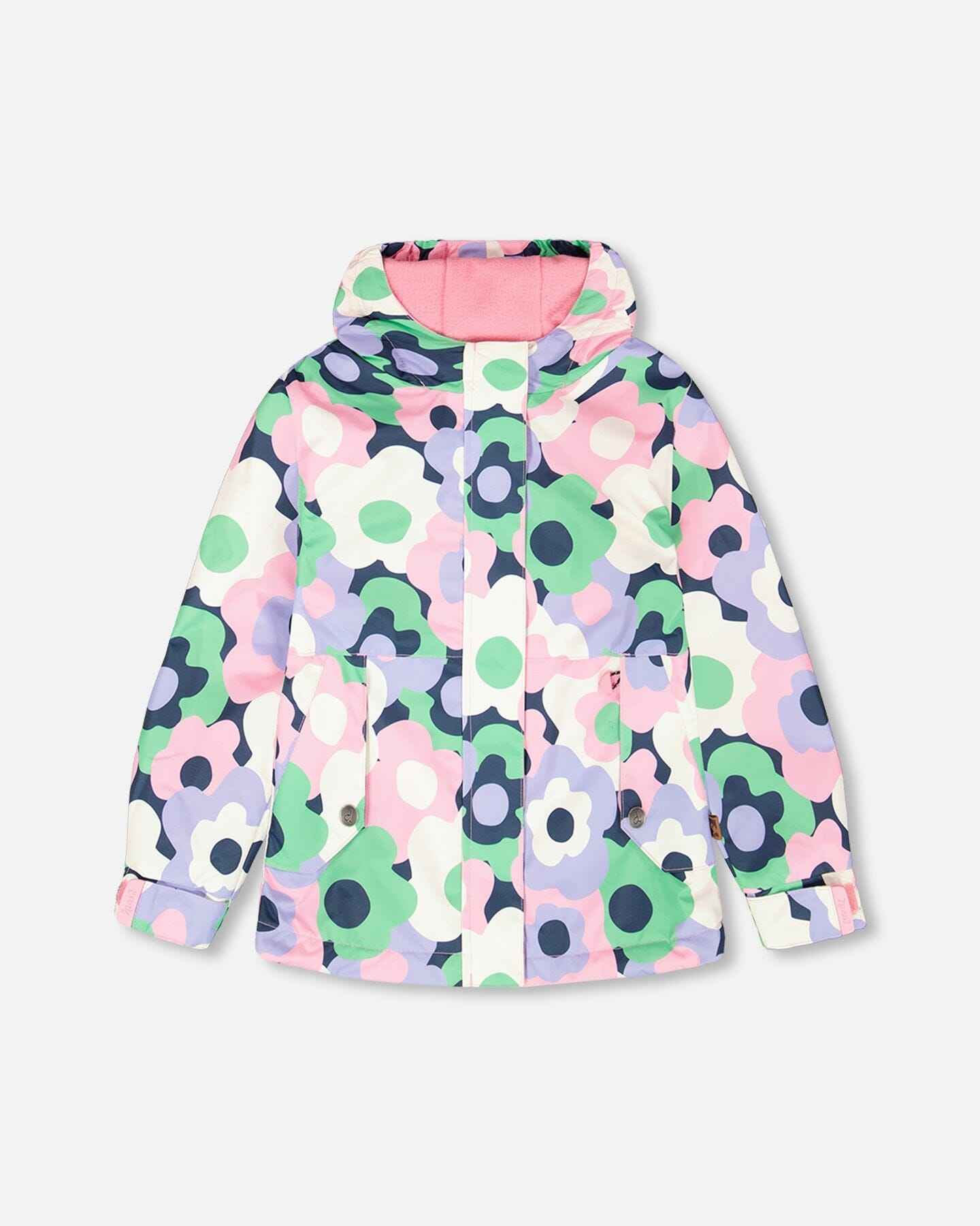 Mid-Season Jacket Black Printed Flowers