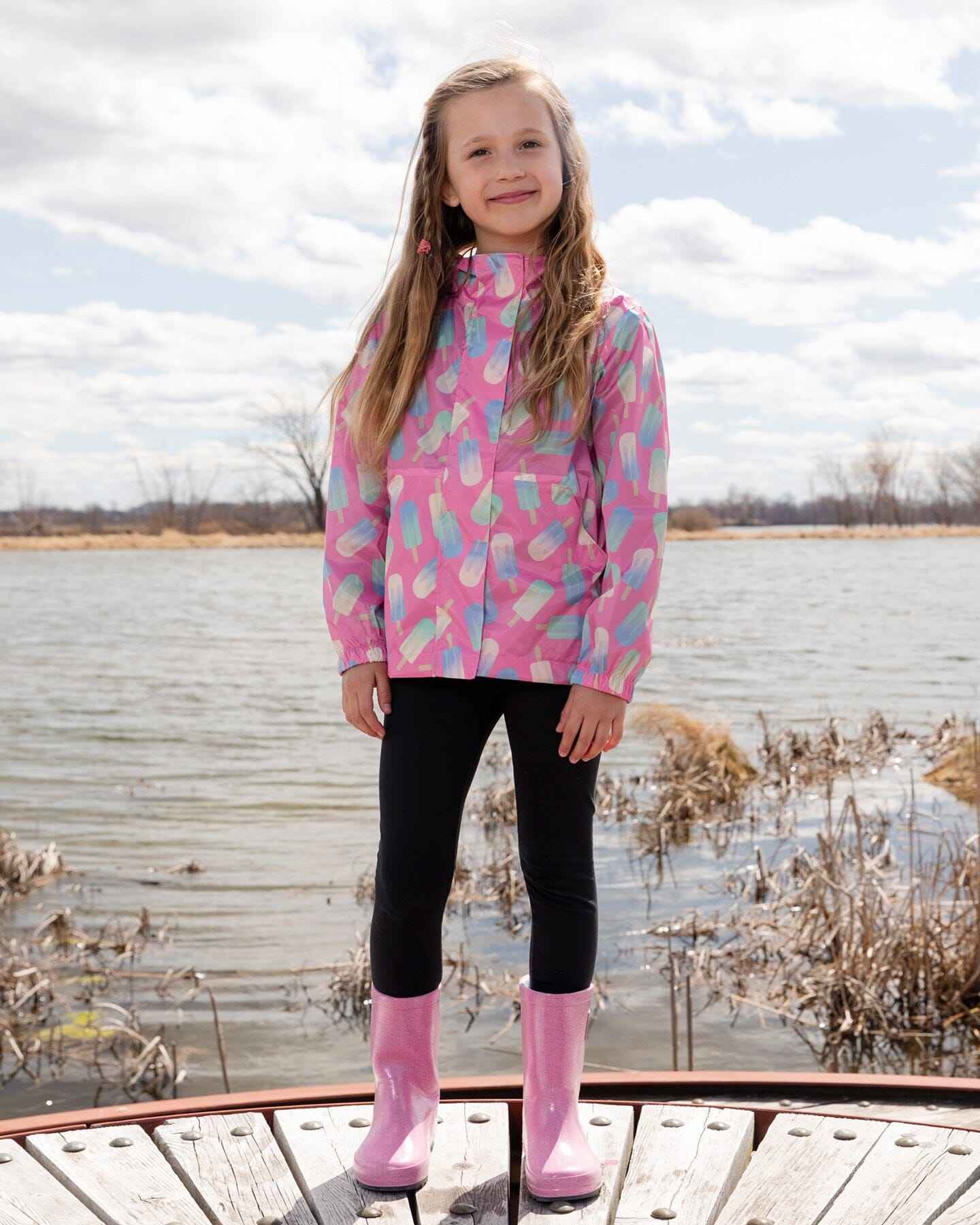 Packable Windbreaker In Polyester Pink Lollipop Print