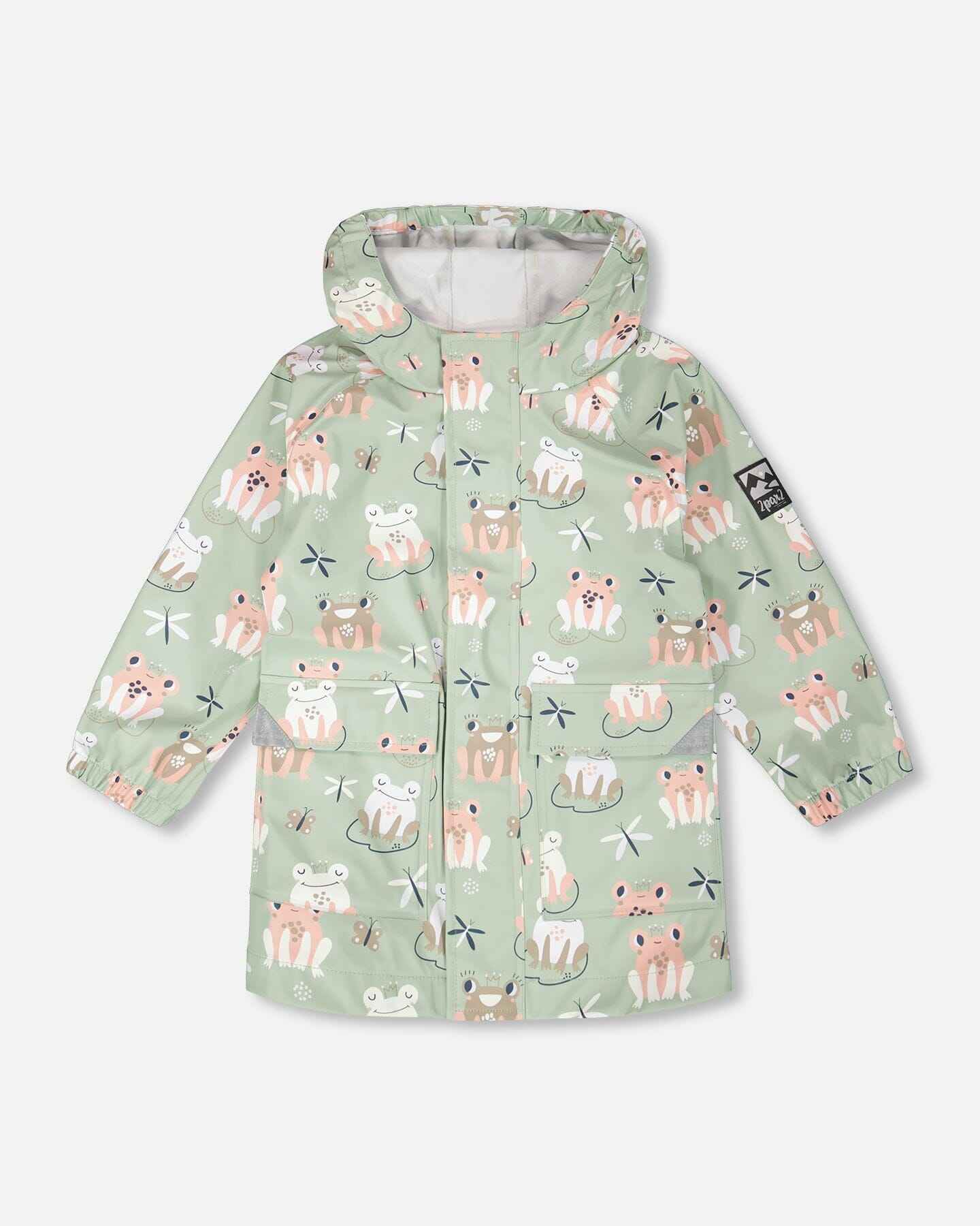 Green raincoat with color-changing frogs