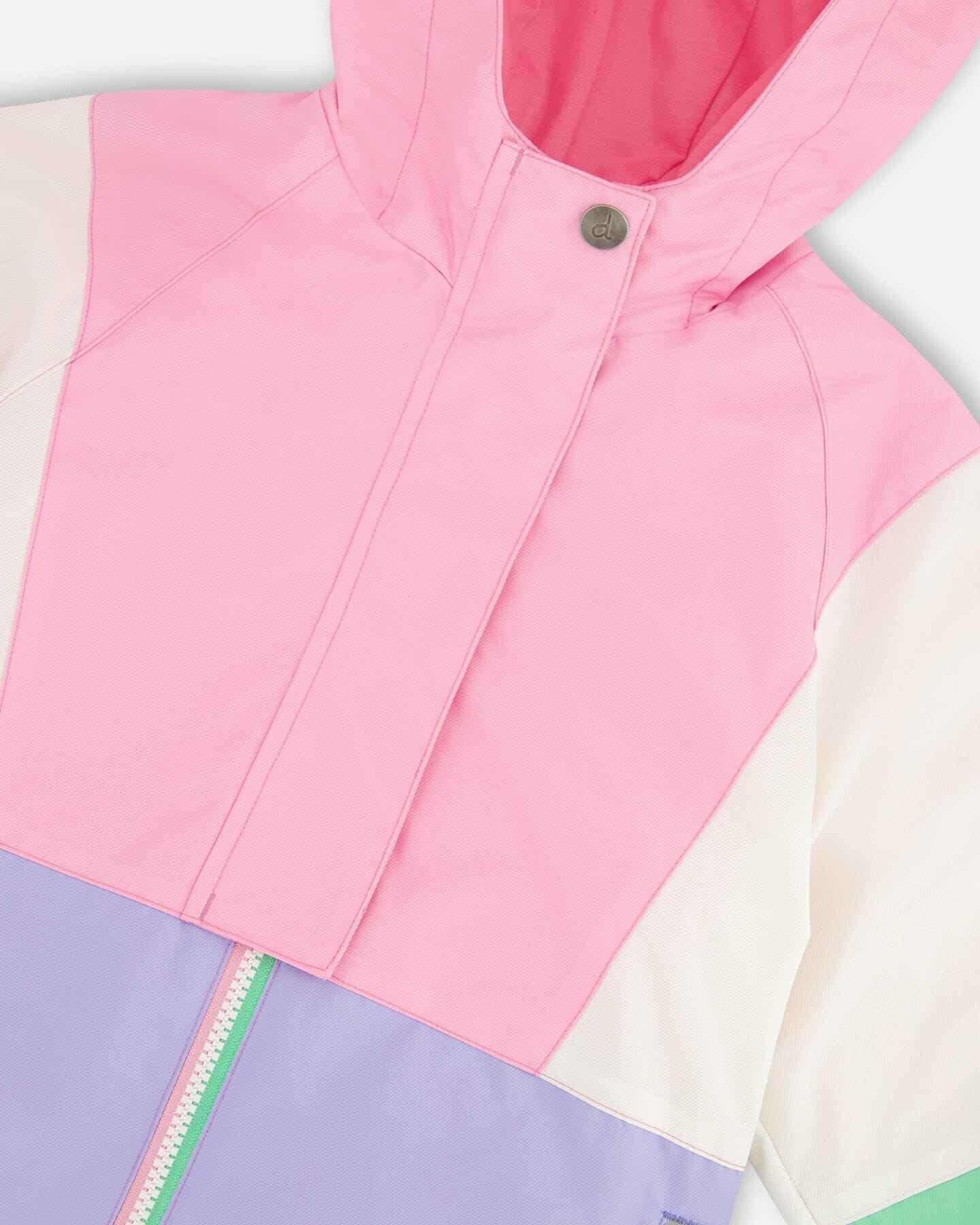 3-In-1 Two-Piece Mid-Season Outerwear Set Pink Colorblock