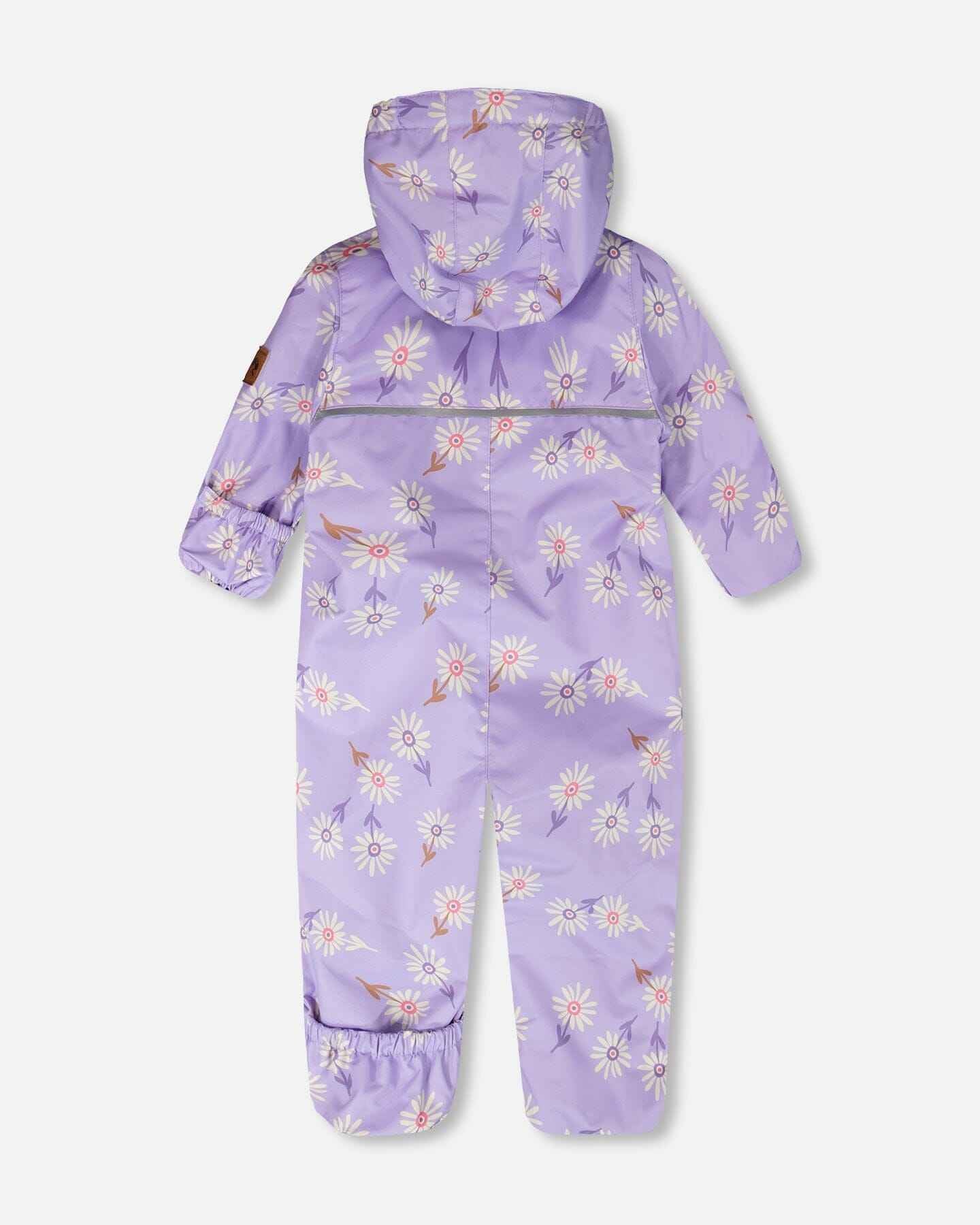 Baby Mid-Season One-Piece Outerwear With Hat Purple Daisy Print