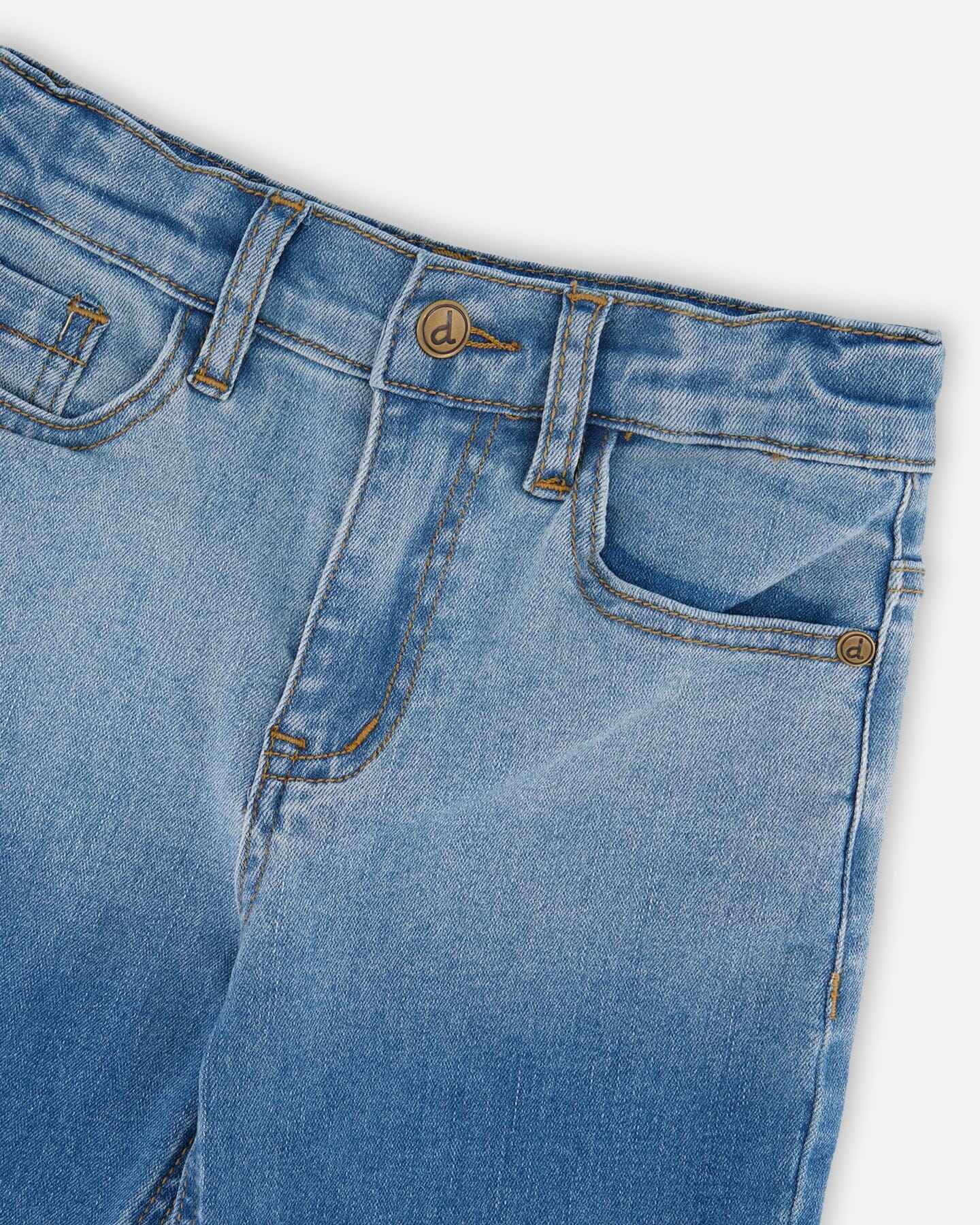Stretch Jean Bermuda Grey To Blue Gradient