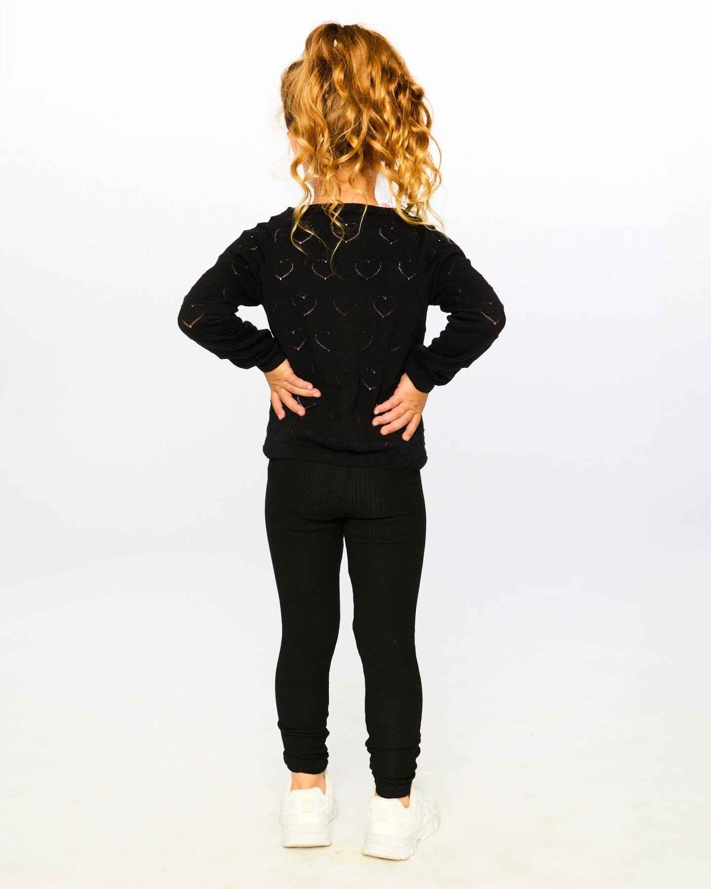 Pointelle Knit Cardigan Black