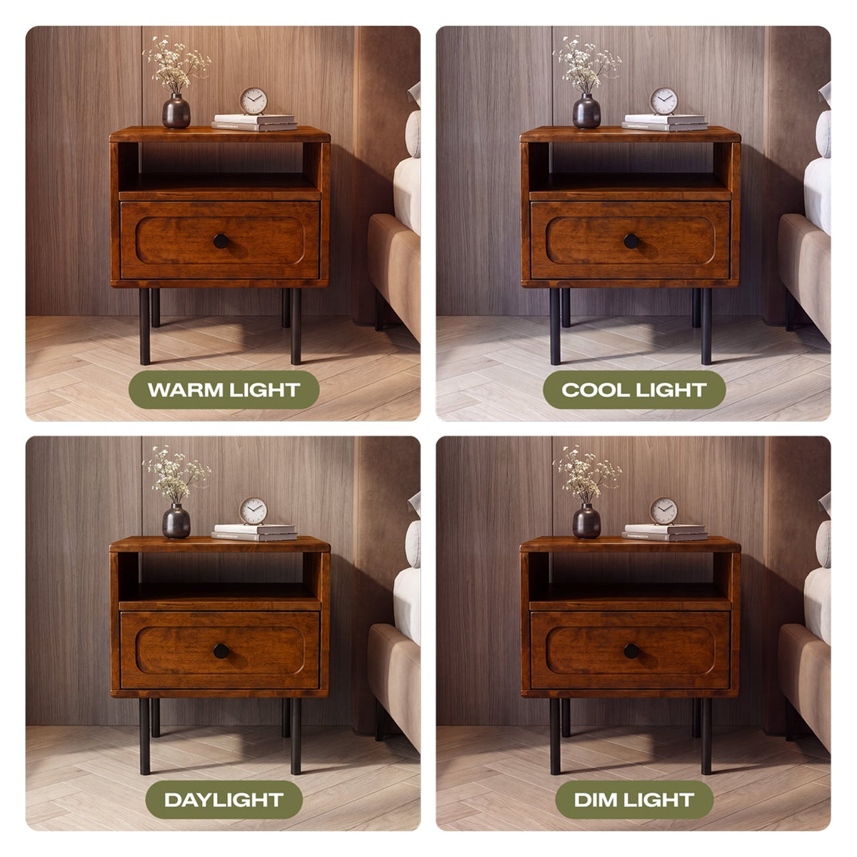 Savana Single Drawer Solid Wood Nightstand