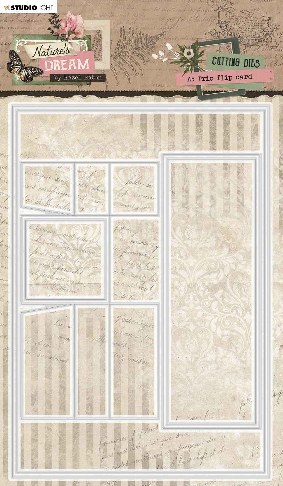 HEN Cutting Dies A5 Trio Flip Card Natures Dream 145x210x1mm 6 PC nr.708