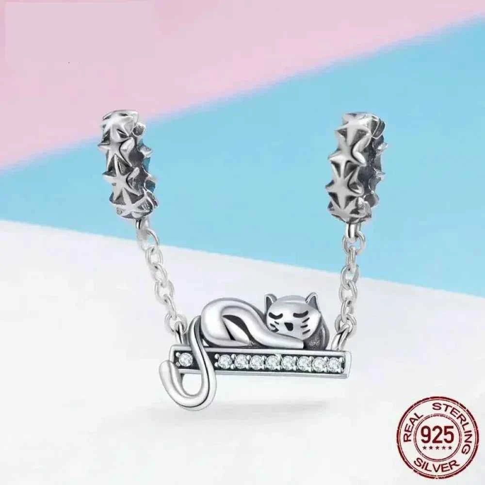 Purrfectly Celestial: Adorable Cat Star Charm (925 Silver)