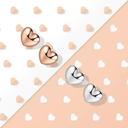 925 Sterling Silver Petite Plain Hearts Stud Earrings | Minimalist Fine jewelry
