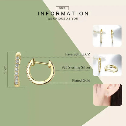 14K Gold Plated 925 Sterling Silver Cubic Zirconia Cuff Earrings - Trendy and Chic