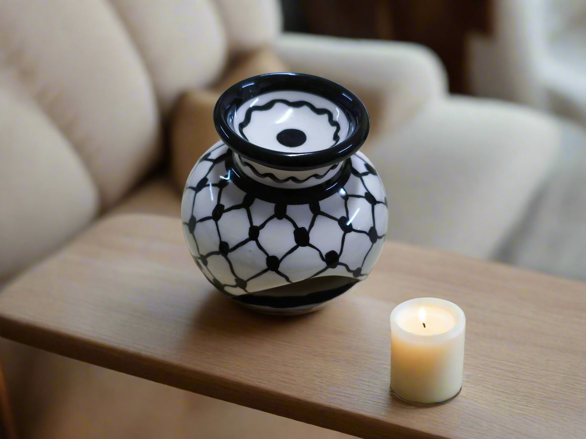 Handgefertigter Keramik-Kerzen- und Aromaölhalter | Verschiedene Muster