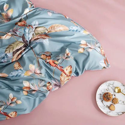 Eden 600 TC Floral-Bettwäsche-Set aus Baumwolle – Grau/Blush