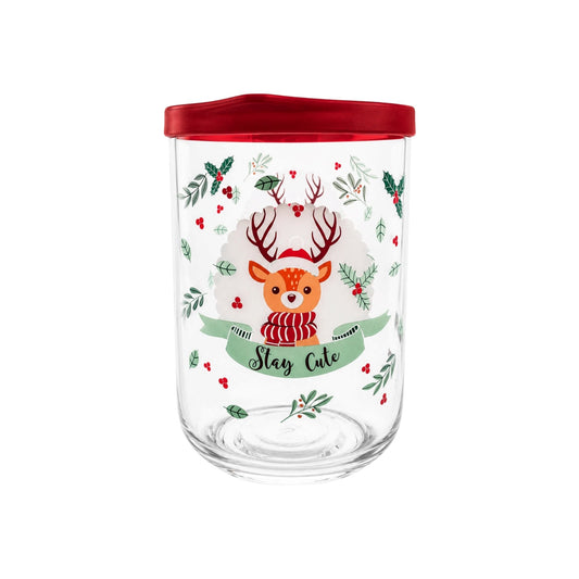 Holiday Glass Storage Jar with Red Lid 
Christmas Edition 34 oz - LAV DUO - 1 Piece