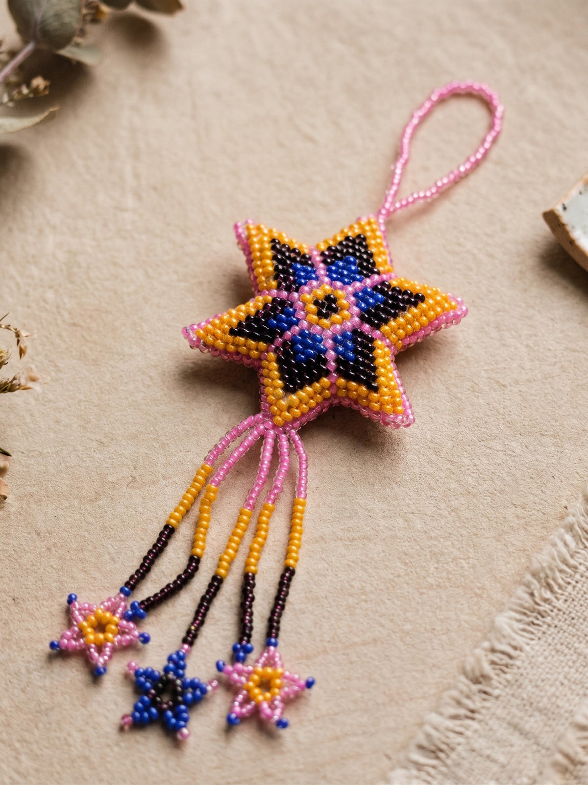 Orange Beaded Glow Star