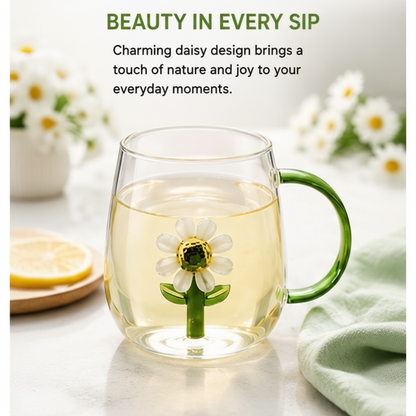Daisy Borosilicate Glass Mug 13.5 oz - 1Piece