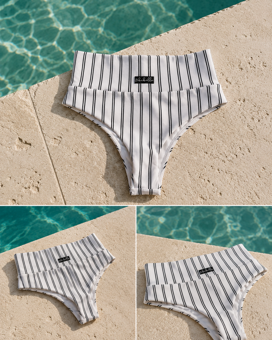 Bas de maillot cheeky rayé
