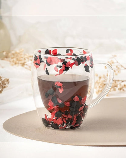 Coffee Cup Double-Walled with Floral Design 12 Oz - 1Piece