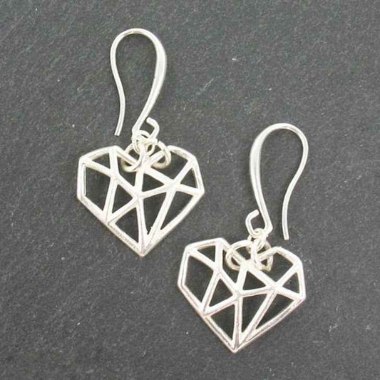 Heart Charm Earrings In Silver Plate