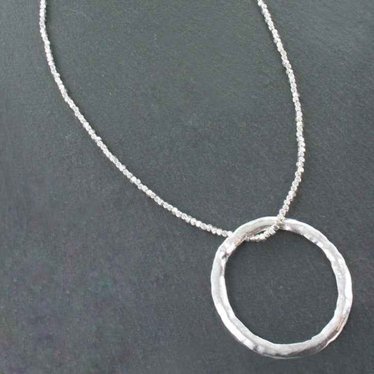 Open Ring Necklace In Silver Plate