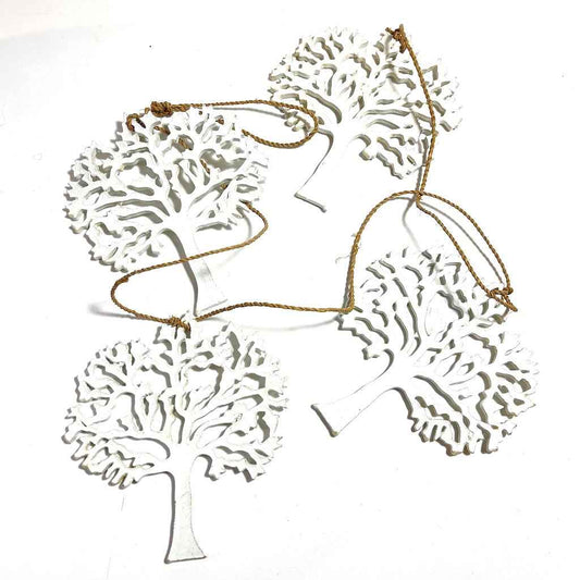 String Of Five White Wooden Trees