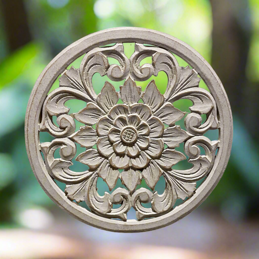 Wooden Round Carved Flower