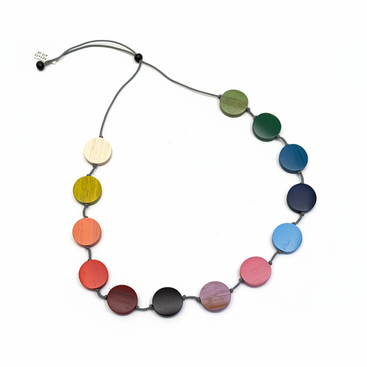 Long Wooden Rainbow Necklace