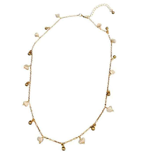Mother Of Pearl & Droplet Necklace In Gold Plate