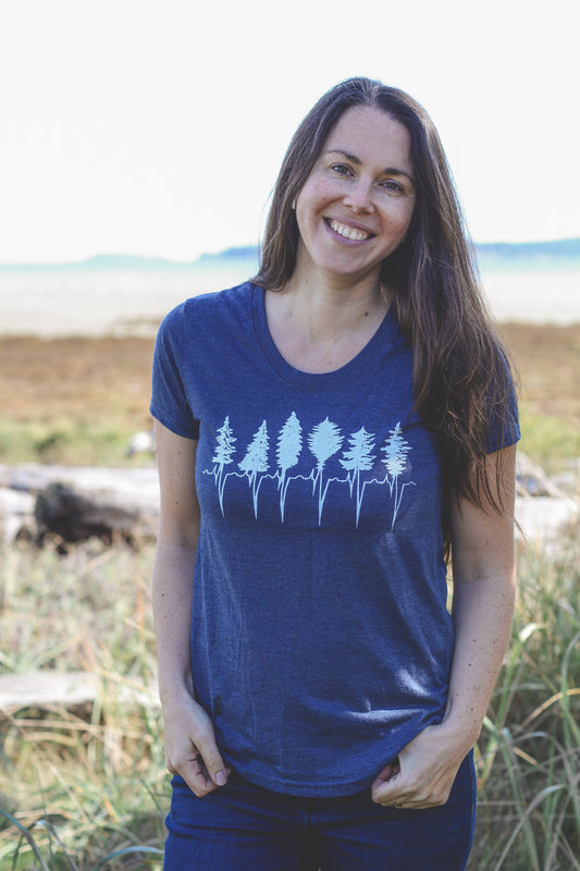TREELINE - Women's Eco Tee - Heather Navy