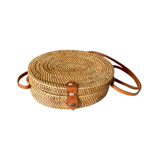 Oval Rattan Purse - Natural