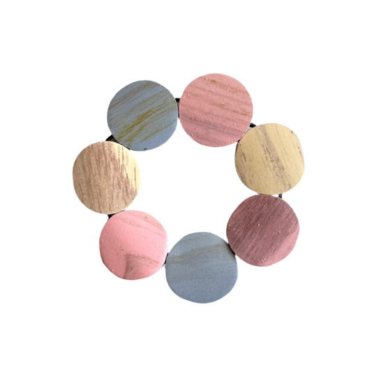 Elasticated Wooden Disc Bracelet