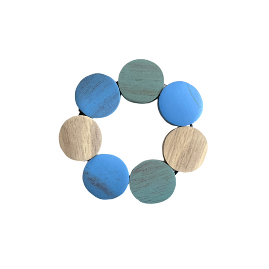 Elasticated Wooden Disc Bracelet