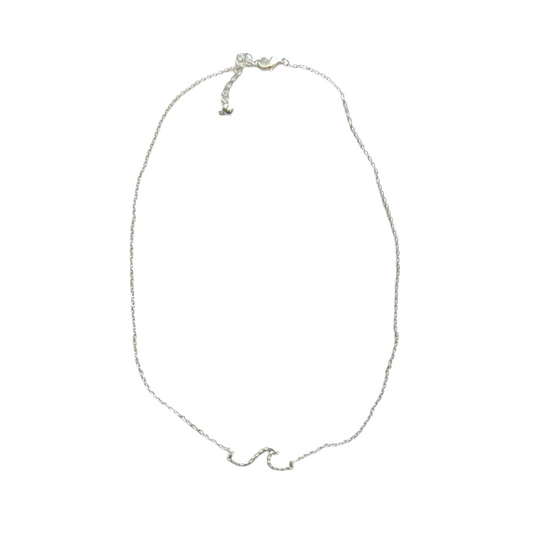 Chainlink Necklace with Wave Pendant - Silver Plate